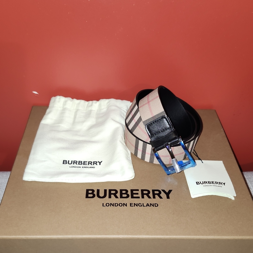 Burberry check leather belt